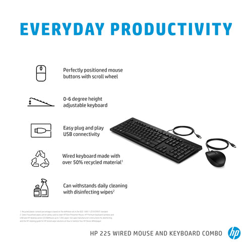 HP 225 Wired Mouse and Keyboard Combo HP 225 Wired Mouse and Keyboard Combo